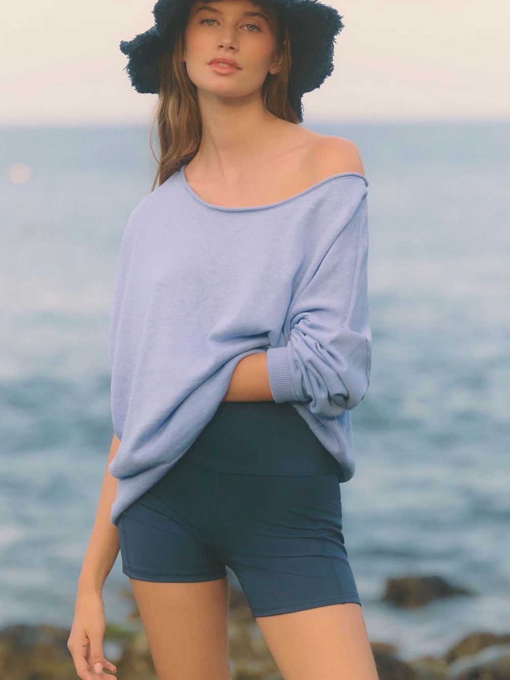 Anthropologie Light Lavender Off-Shoulder Sweater